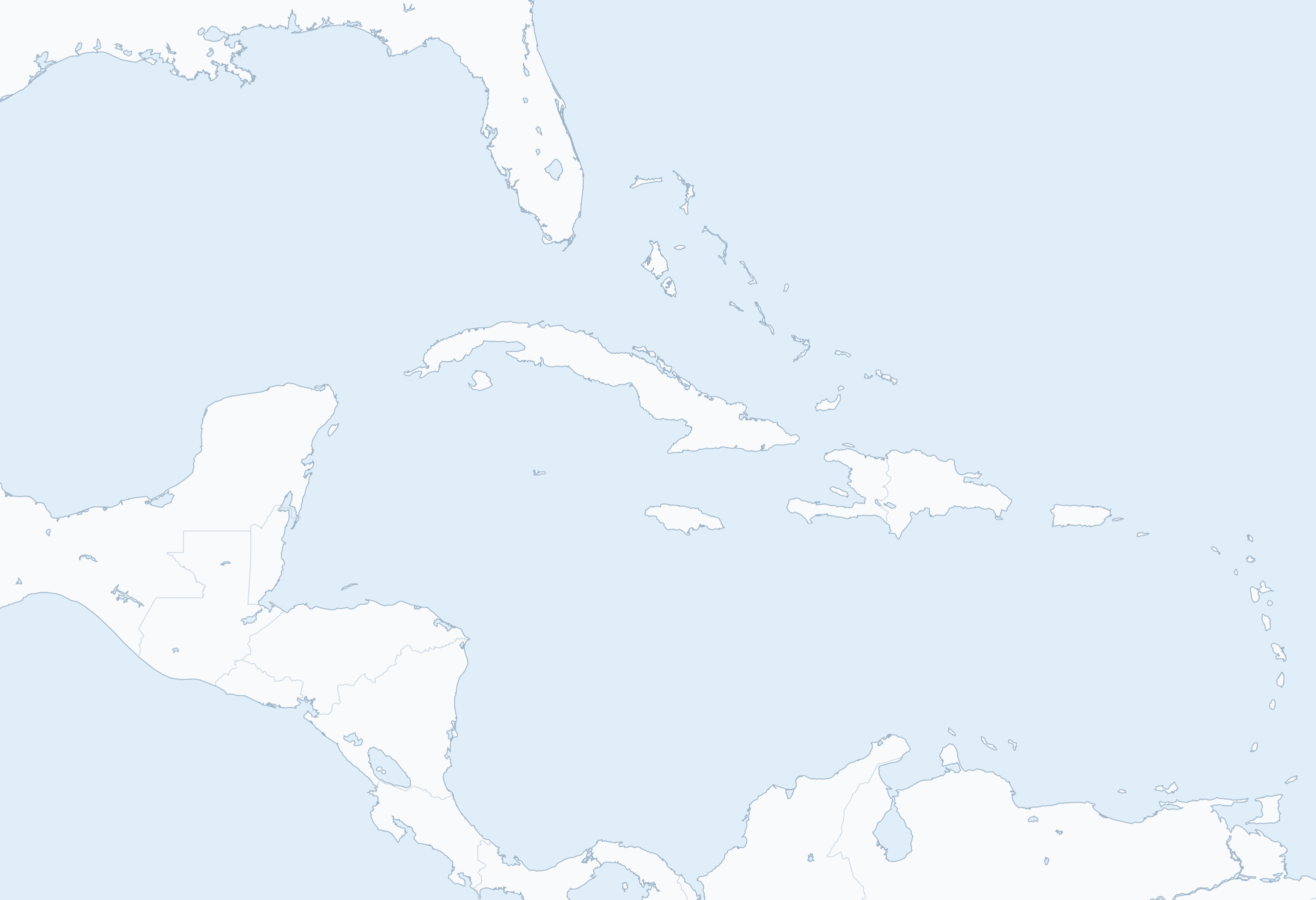 Mapa del Caribe y Centroamérica